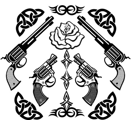 guns and rosesのイラスト素材