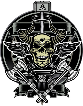 Thors Hammer & Skullのイラスト素材