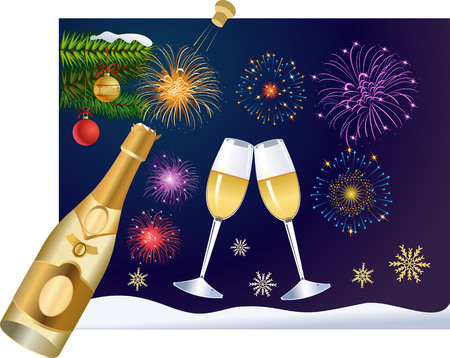 New Year Eve Champagne openのイラスト素材
