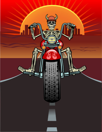 skeleton on motorcycleのイラスト素材