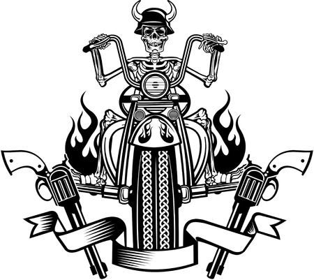 skeleton on motorcycleのイラスト素材