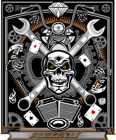 vintage motorcycle labelのイラスト素材