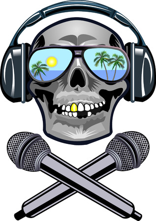 Dj Human skull Microphoneのイラスト素材