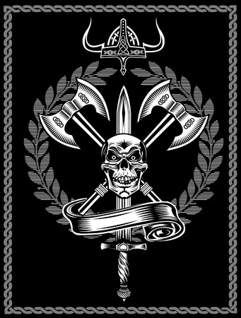 Skull with Axのイラスト素材