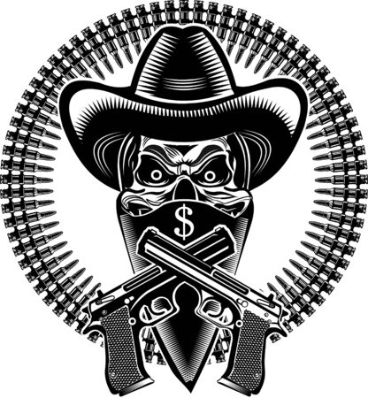 skull with gunsのイラスト素材