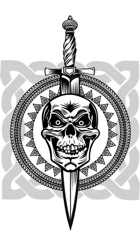 skull dagger knifeのイラスト素材