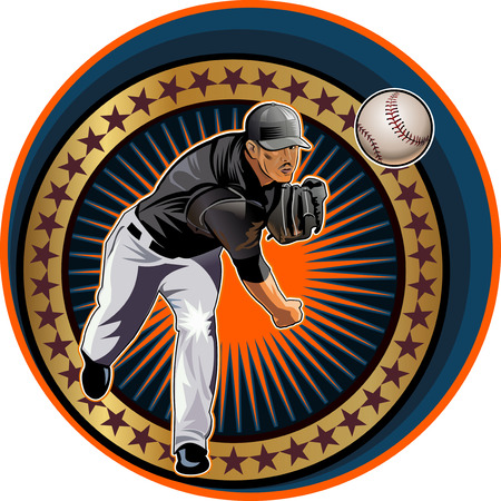 Baseball pitcher Square shotのイラスト素材