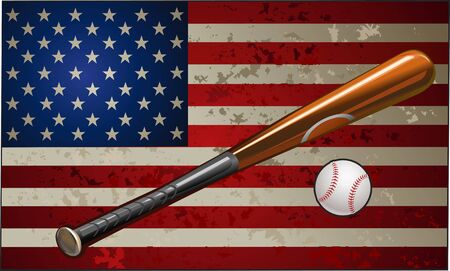 Baseball on American Flagのイラスト素材