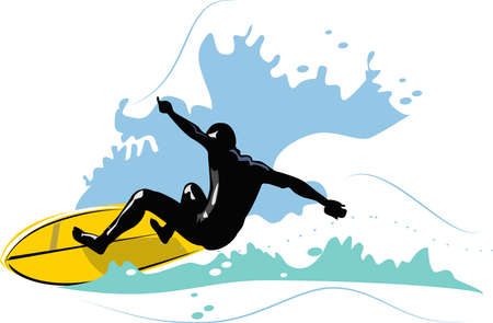 Surfing on a Waveのイラスト素材