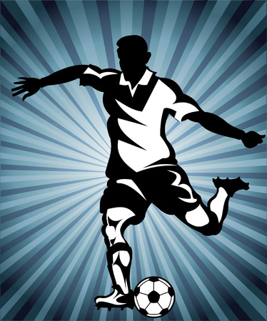 Soccer player silhouette and  ballのイラスト素材