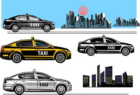 black and color taxi car. vector illustrationのイラスト素材