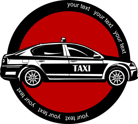 black and white taxi car. vector illustrationのイラスト素材