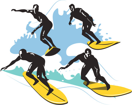 Surfing on a Waveのイラスト素材