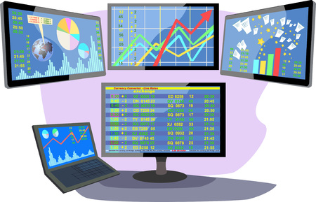 Stock market number on screen displayのイラスト素材