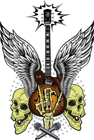 Electric Guitar and Skullのイラスト素材