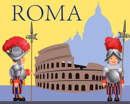 Papal Swiss Guard in Romeのイラスト素材