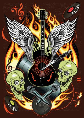 Dj Human skull Microphoneのイラスト素材