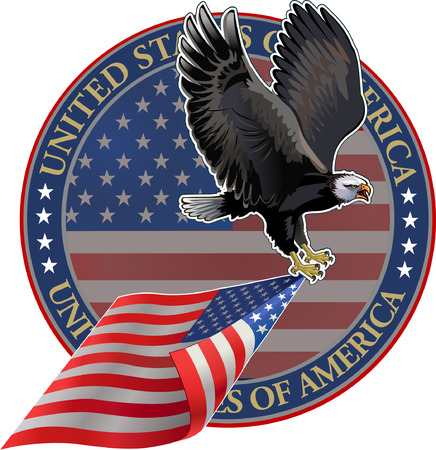 American eagle with USA flags.のイラスト素材