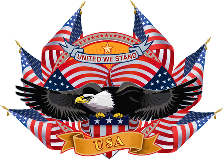 American eagle with USA flagsのイラスト素材