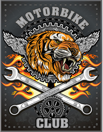 vintage tiger motorcycle labelのイラスト素材