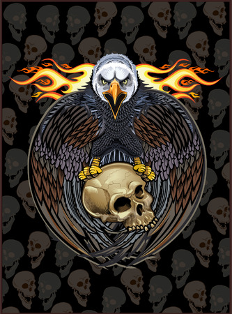 Eagle and skullのイラスト素材
