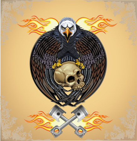 Eagle and skullのイラスト素材