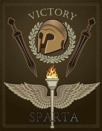 Sparta Helmet with swordのイラスト素材