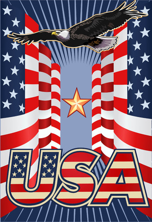 American eagle with USA flagsのイラスト素材