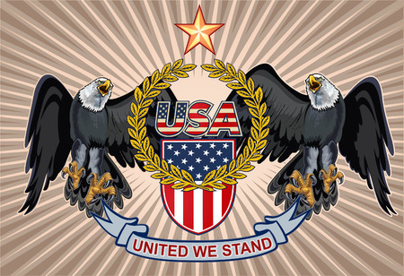 American eagle with USA flagsのイラスト素材