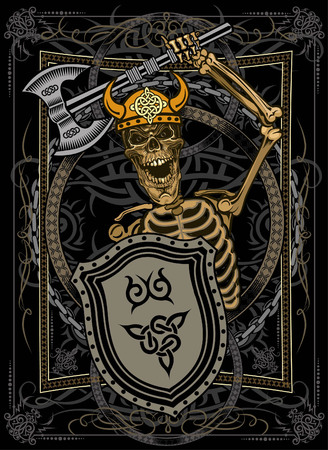 Skull with axのイラスト素材