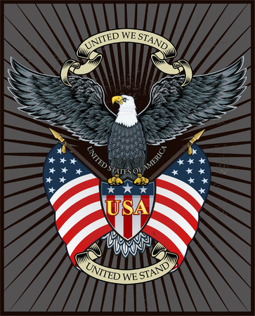 American eagle with USA flagsのイラスト素材