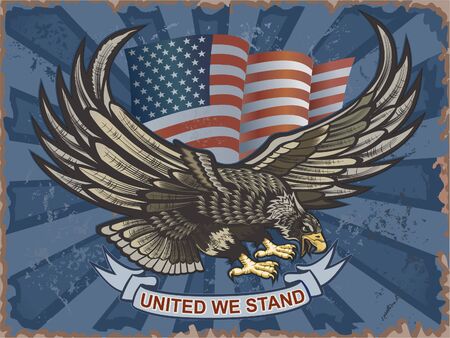 American eagle with USA flagsのイラスト素材