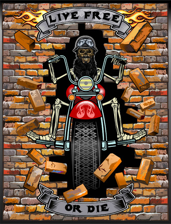 Skeleton on Motorbikeのイラスト素材
