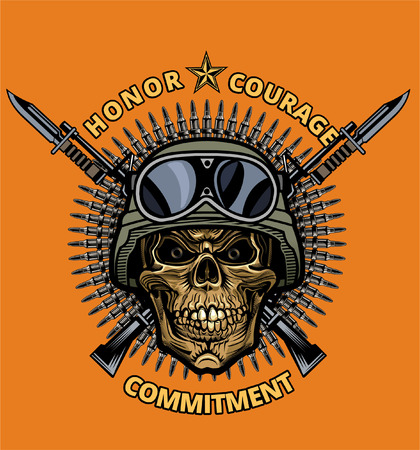 Skull tattoo Combatのイラスト素材