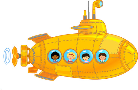 Submarine with kidsのイラスト素材