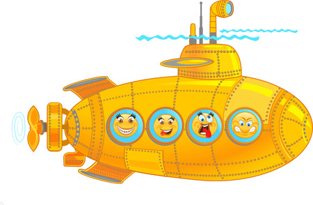 Submarine with Emoticonのイラスト素材