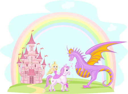 Little princess and dragonのイラスト素材