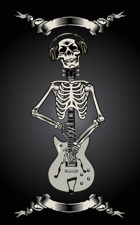 Rock guitar skeleton drawing artのイラスト素材