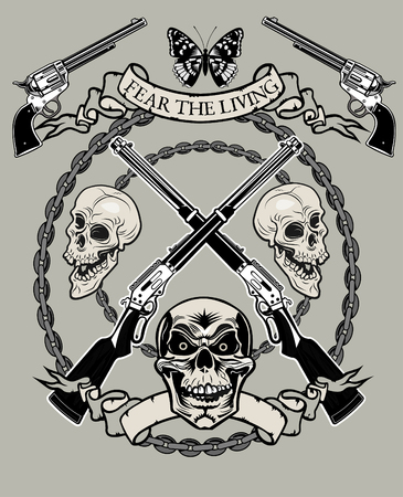 Skull tattoo. Life is Shortのイラスト素材