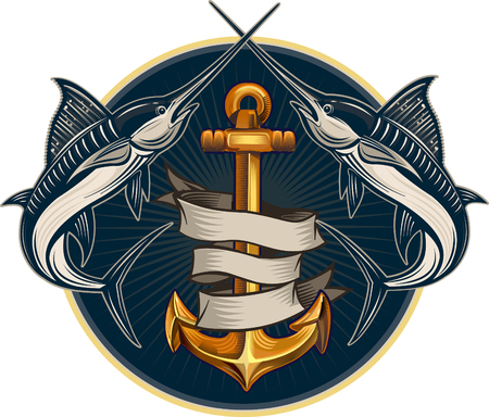 Fishing Big Marlin. Deep Seaのイラスト素材