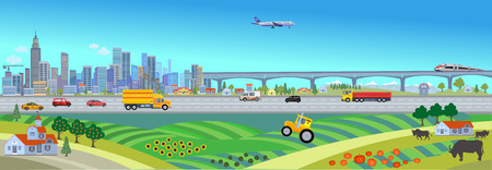 City and Farmのイラスト素材