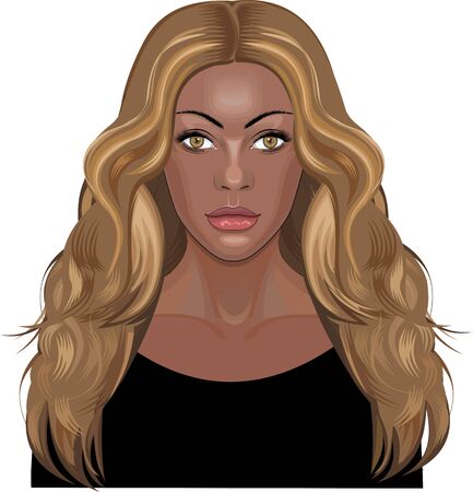 Portrait of beautiful black woman isolatedのイラスト素材