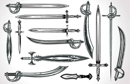 Knife, dagger, sword and rapierのイラスト素材