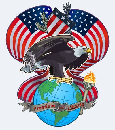 American eagle with USA flagsのイラスト素材