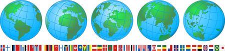 Earth globe. Earth hemispheres with continents. Images for flags of countriesのイラスト素材