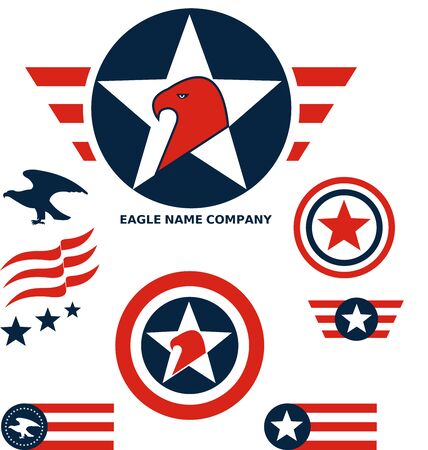 American Eagle Patriotic Logo. Eagle Head and Star Logoのイラスト素材