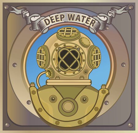 Retro Heavy diving helmet from metal&#xD;&#xA;のイラスト素材