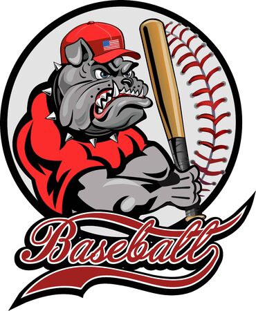 muscular bulldog holding a baseball batのイラスト素材
