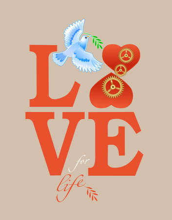 Dove Symbol of peace. Love to lifeのイラスト素材