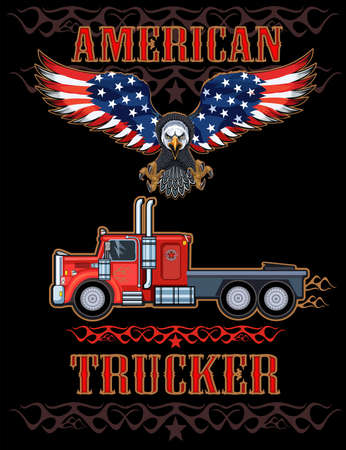 American truckers- American trucker T shirt designのイラスト素材